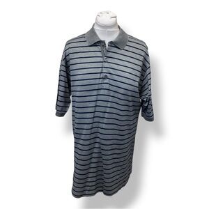 Bobby Jones Mens Short Sleeve Polo Shirt Stripe VTG 90s Golf Gray/Navy XL